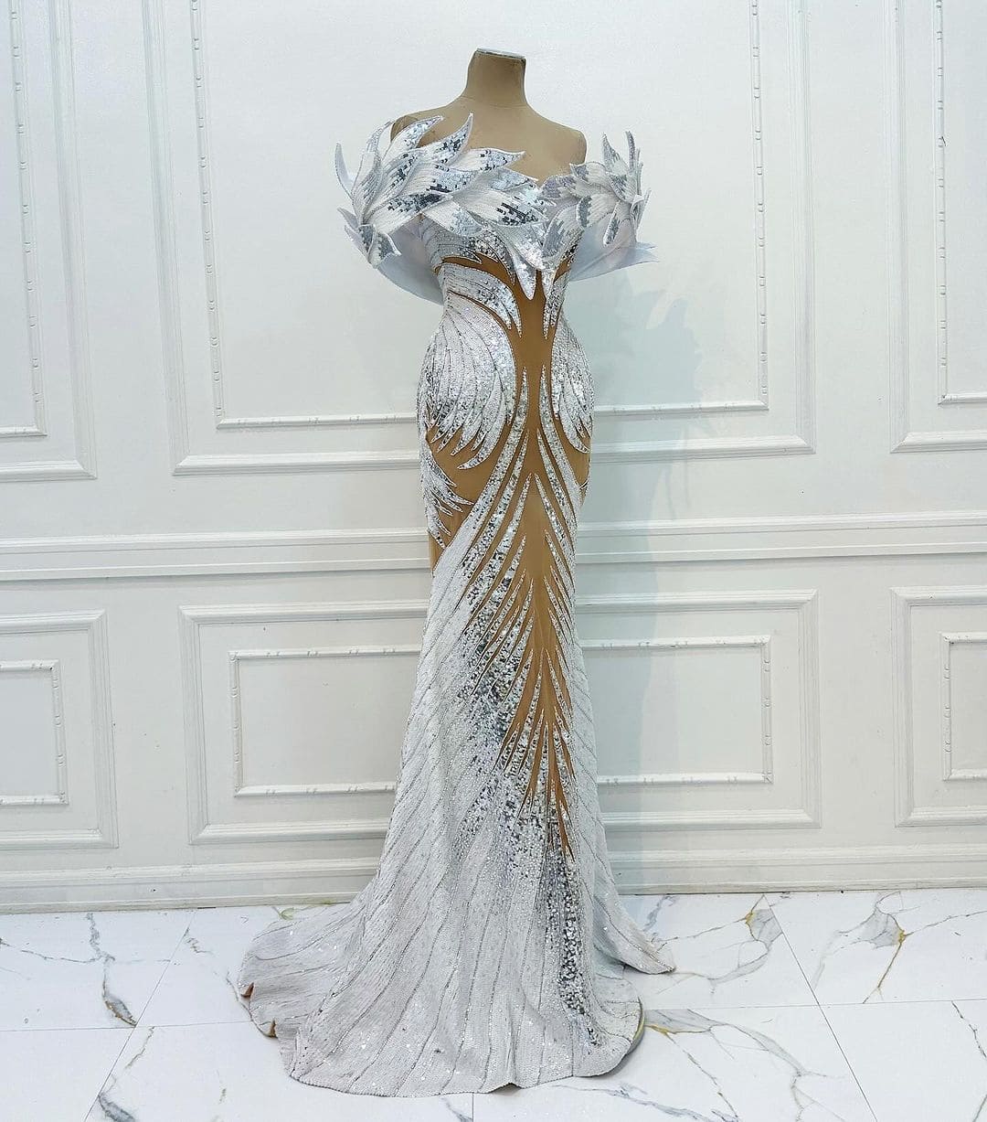 sachin and babi light blue dress Beautiful Royal Blue Long Mermaid High-neck Sequined Formal Prom Dress main image 0