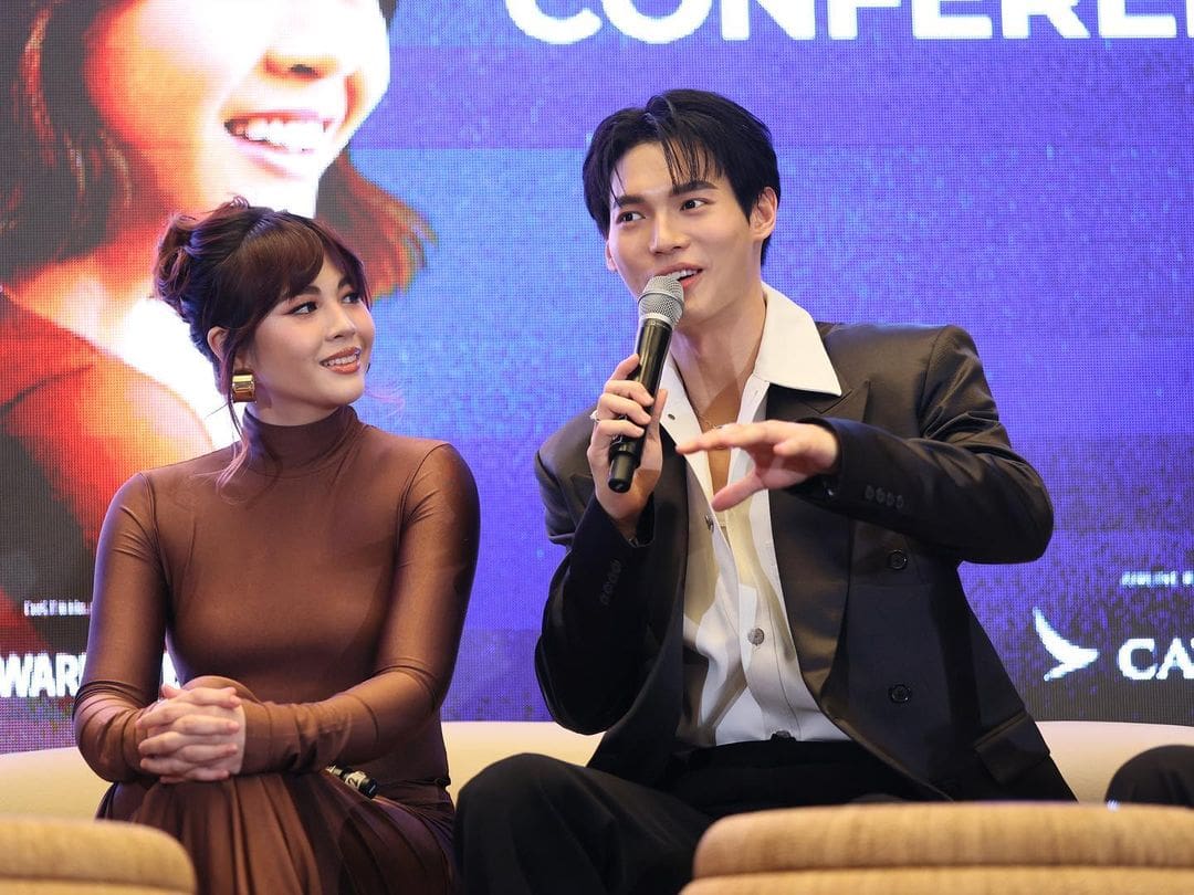Janella Salvador and Win Metawin at the grand media conference of